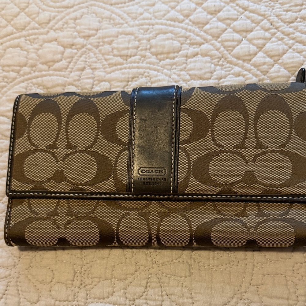 Coach Signature Brown and Black Clutch